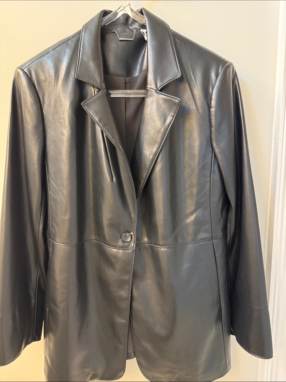 Chico's Black Leather Single-Button Blazer Jacket